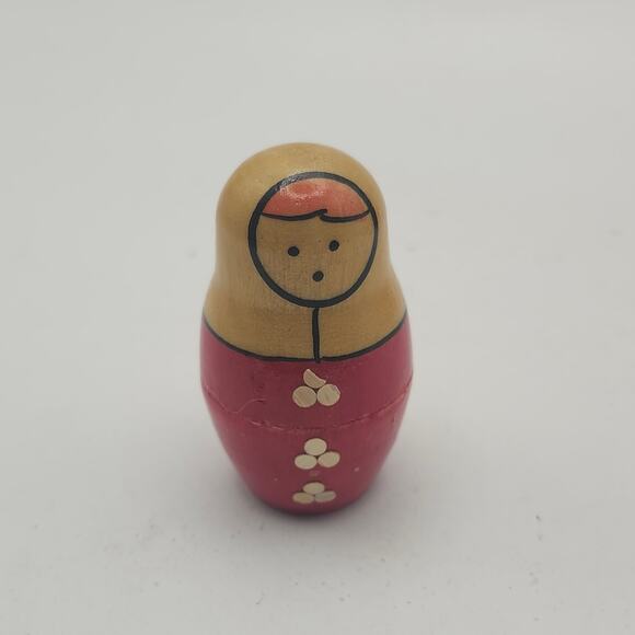 Vintage Wooden Russian Nesting Dolls 5pc Matryoshka Set Hand Painted Folk Art - Picture 10 of 16